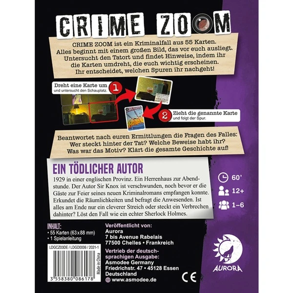 Asmodee Crime Zoom Fall 3: Ein Tödlicher Autor, Kartenspiel – Bild 4