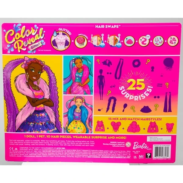 Mattel Barbie Color Reveal Glitzer! Haarwechsel Puppe Glitzerblau Mit 25 Überraschungen 9 Mattel Barbie Color Reveal Glitzer! Haarwechsel Puppe Glitzerblau Mit 25 Überraschungen – Bild 9