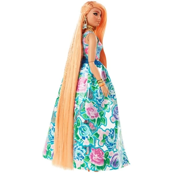 Mattel Barbie Extra Fancy Puppe Im Blauen Kleid Mit Blumenmuster – Bild 2