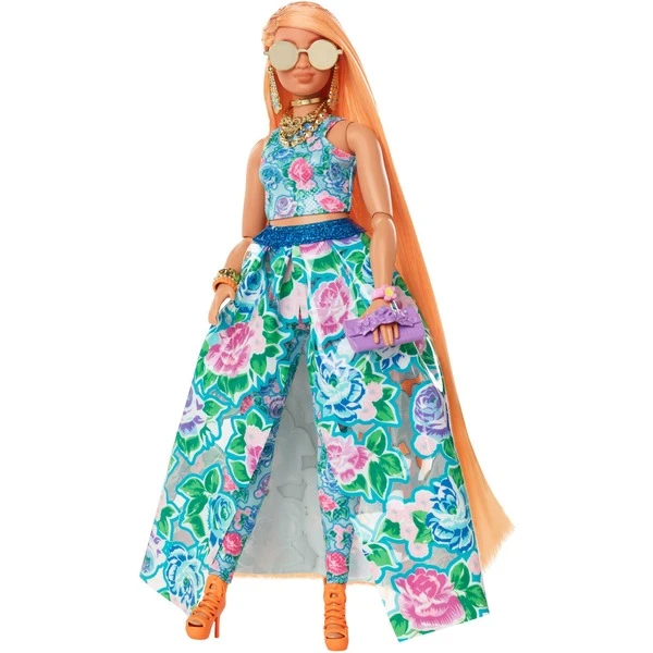 Mattel Barbie Extra Fancy Puppe Im Blauen Kleid Mit Blumenmuster – Bild 3