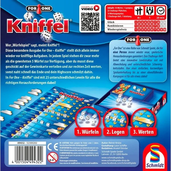 Schmidt Spiele For One - Kniffel, Würfelspiel 3 Schmidt Spiele For One - Kniffel, Würfelspiel – Bild 3